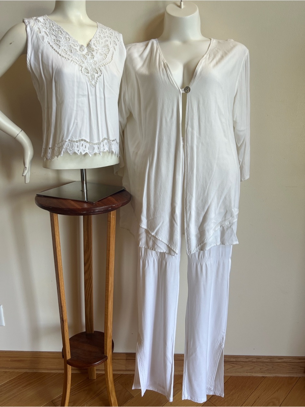 Jules White Top and Lightweight palazzo pant Set